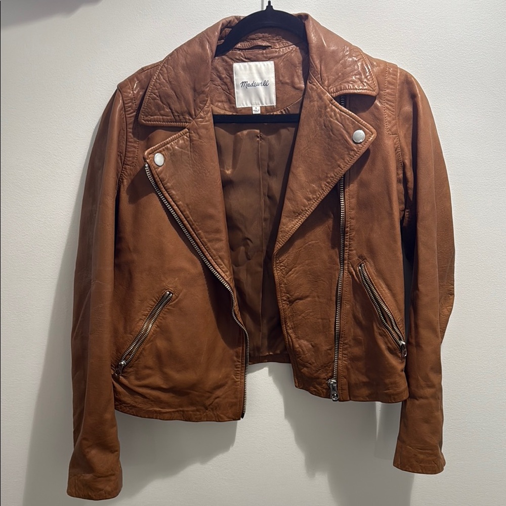 Madewell Brown Leather Jacket Classic Style